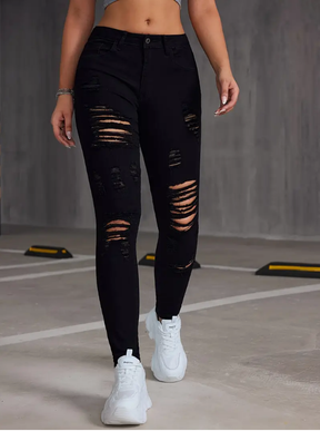 Calça Jeans Skinny Black Desfiada